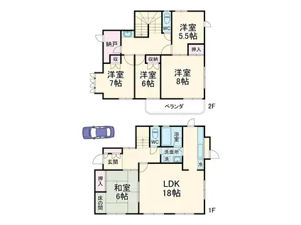 総武・中央緩行線 稲毛駅 徒歩5分 2階建 築36年(5SLDK)の間取り写真