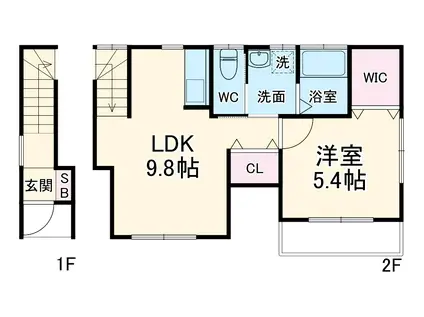 カーサ国府2(1LDK/2階)の間取り写真