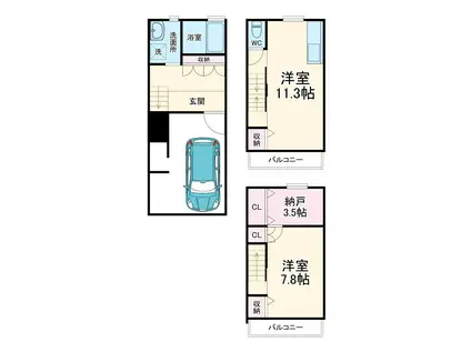 山陰本線 二条駅 徒歩11分 2階建 築5年(1SLDK)の間取り写真