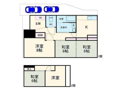 愛知環状鉄道 貝津駅 徒歩17分 2階建 築53年(5DK)の間取り写真