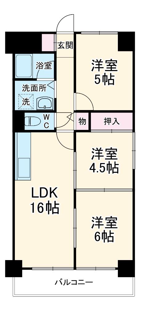 シティプラザ浜松(2LDK/1階)の間取り写真