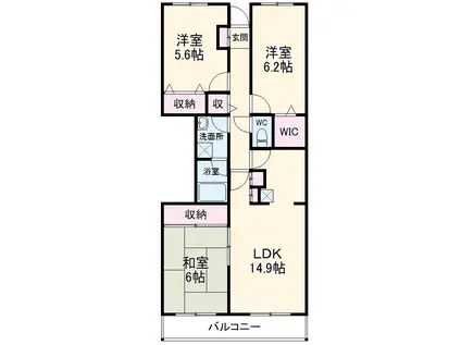 ビューパレー船橋 弐番街(3LDK/3階)の間取り写真