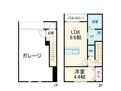 ENSOLEILLE K棟(1LDK/1階)の間取り写真