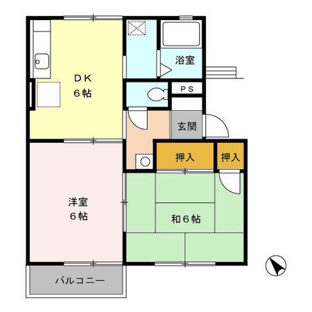 カサドマールB(2DK/2階)の間取り写真