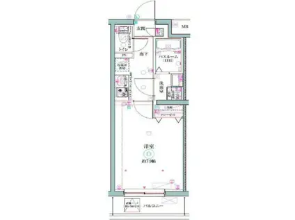 クレヴィスタ立石Ⅱ(1K/4階)の間取り写真