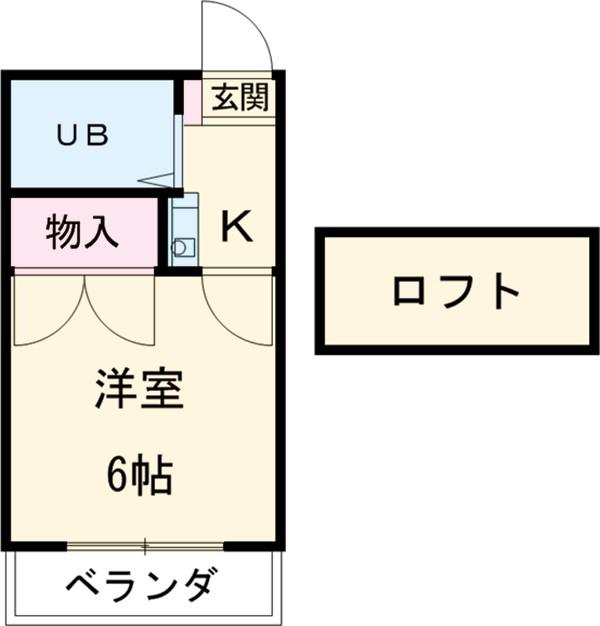 ジュネス芦谷(1K/2階)の間取り写真