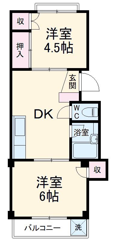 メゾン船橋法典(2DK/1階)の間取り写真