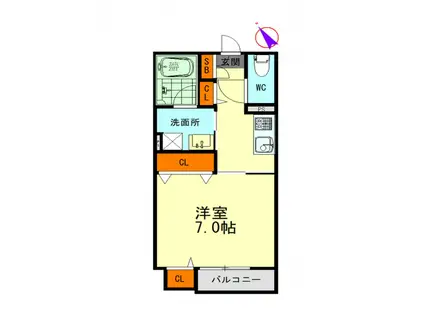 リヴェール大東(1K/2階)の間取り写真