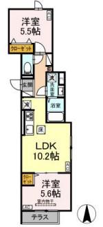 セレスティア荒川Ⅱ(2LDK/1階)の間取り写真