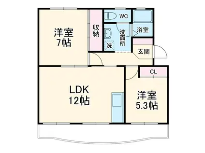 メゾン梨野(2LDK/3階)の間取り写真