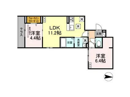 アンソレイエⅡ(2LDK/1階)の間取り写真