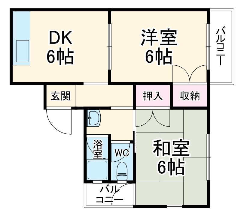 竹園コープ(2DK/3階)の間取り写真