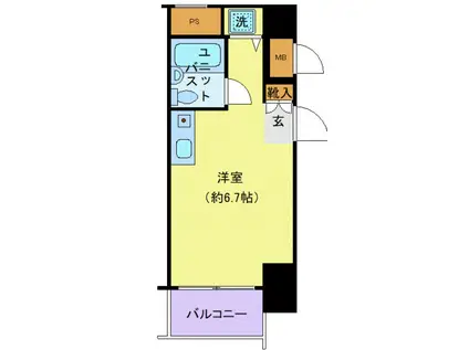 スカイノブレ川崎柳町(ワンルーム/9階)の間取り写真
