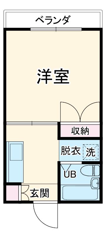 イワイハイツ(1K/2階)の間取り写真