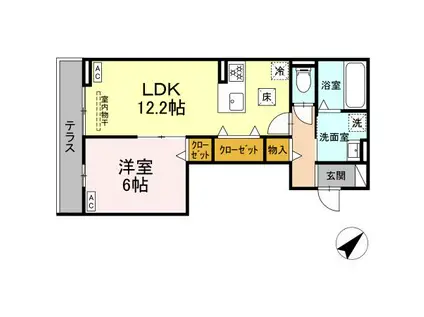D-AVANCEつつじが丘 Ⅱ(1LDK/1階)の間取り写真