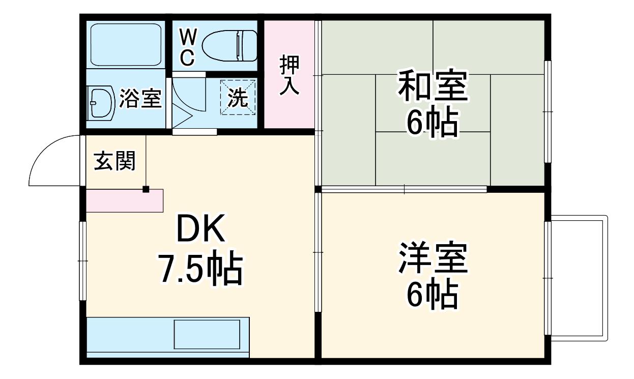 メルベイユ(2DK/1階)の間取り写真
