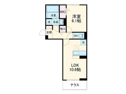 D-ROOM名駅B棟(1LDK/3階)の間取り写真