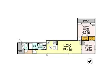 セレスティア江戸川Ⅲ(2LDK/2階)の間取り写真