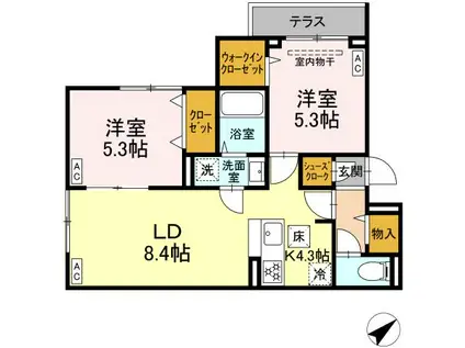 セレスティア江戸川Ⅲ(2LDK/1階)の間取り写真