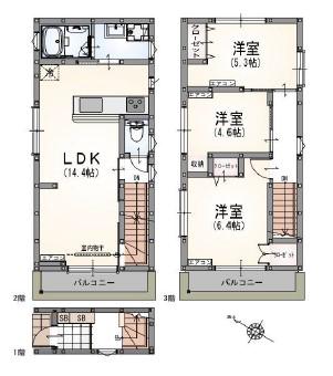 西武鉄道新宿線 新井薬師前駅 徒歩8分 3階建 築1年(3LDK)の間取り写真