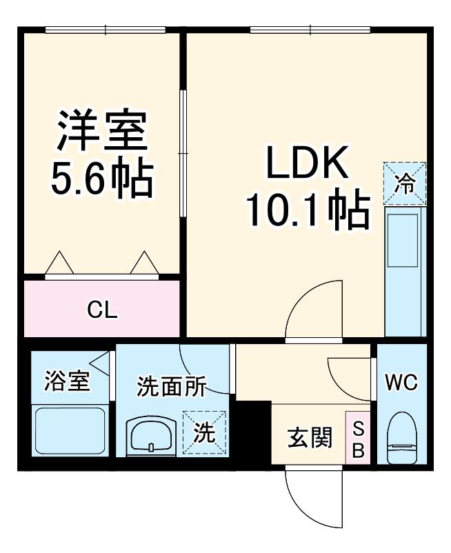 シャトームートン新船橋2(1LDK/2階)の間取り写真