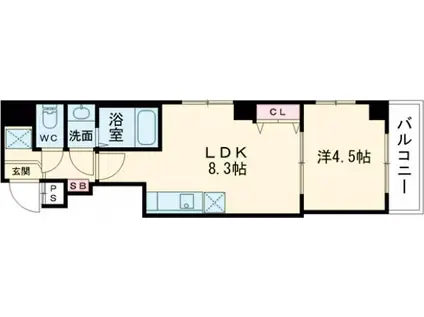 FREESIA梅島(1LDK/3階)の間取り写真