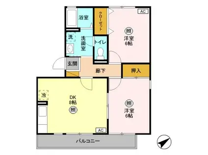 セピアコート(2DK/2階)の間取り写真