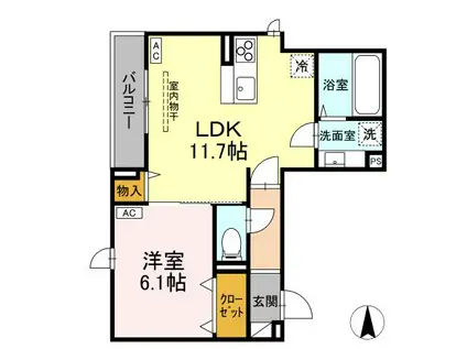 DーROOM元横山町2丁目(1LDK/2階)の間取り写真