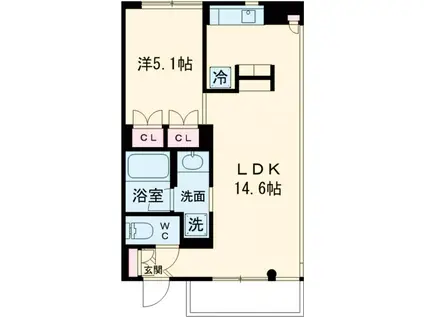SKY GARDEN尾山台(1LDK/3階)の間取り写真