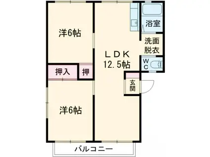 サンライフ本町田(2LDK/1階)の間取り写真