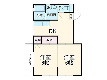 八千代市高津アパート(2DK/2階)の間取り写真