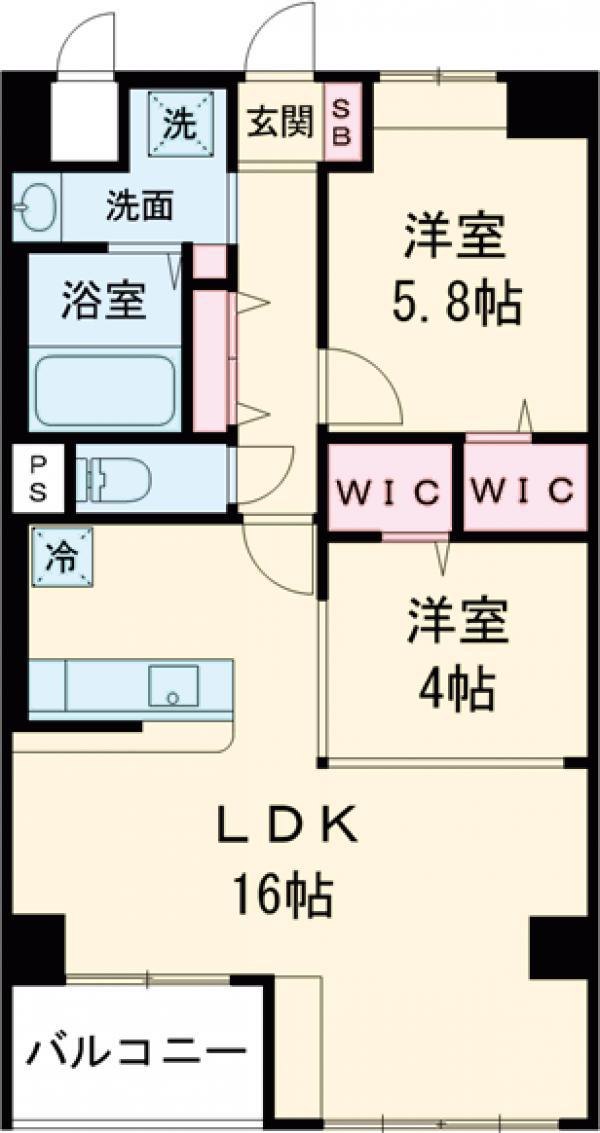 パストラーレ博多(2LDK/6階)の間取り写真