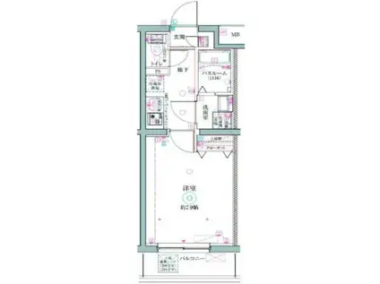 クレヴィスタ立石Ⅱ(1K/2階)の間取り写真