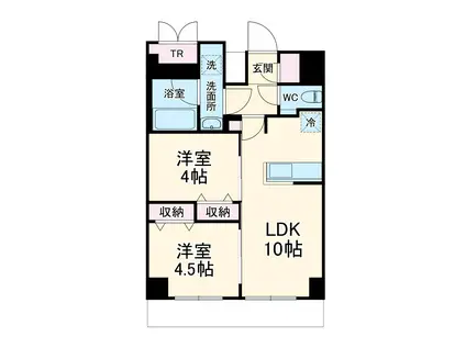 S-RESIDENCE原木中山AZURE(2LDK/5階)の間取り写真
