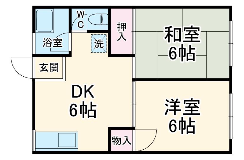 クレストミナミ(2DK/2階)の間取り写真