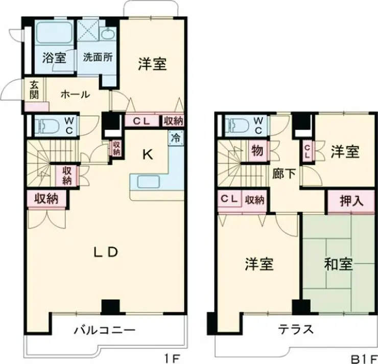 リフィーネめじろ台 1階階 間取り