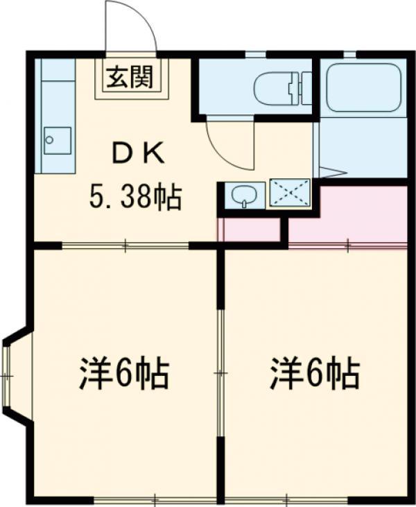ポートランドM(2DK/2階)の間取り写真
