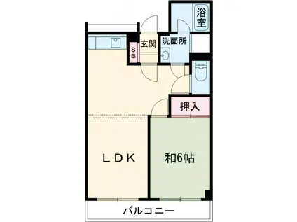 ウイング高崎(1LDK/4階)の間取り写真