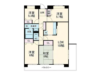 シティアガーデン甲府(4LDK/9階)の間取り写真