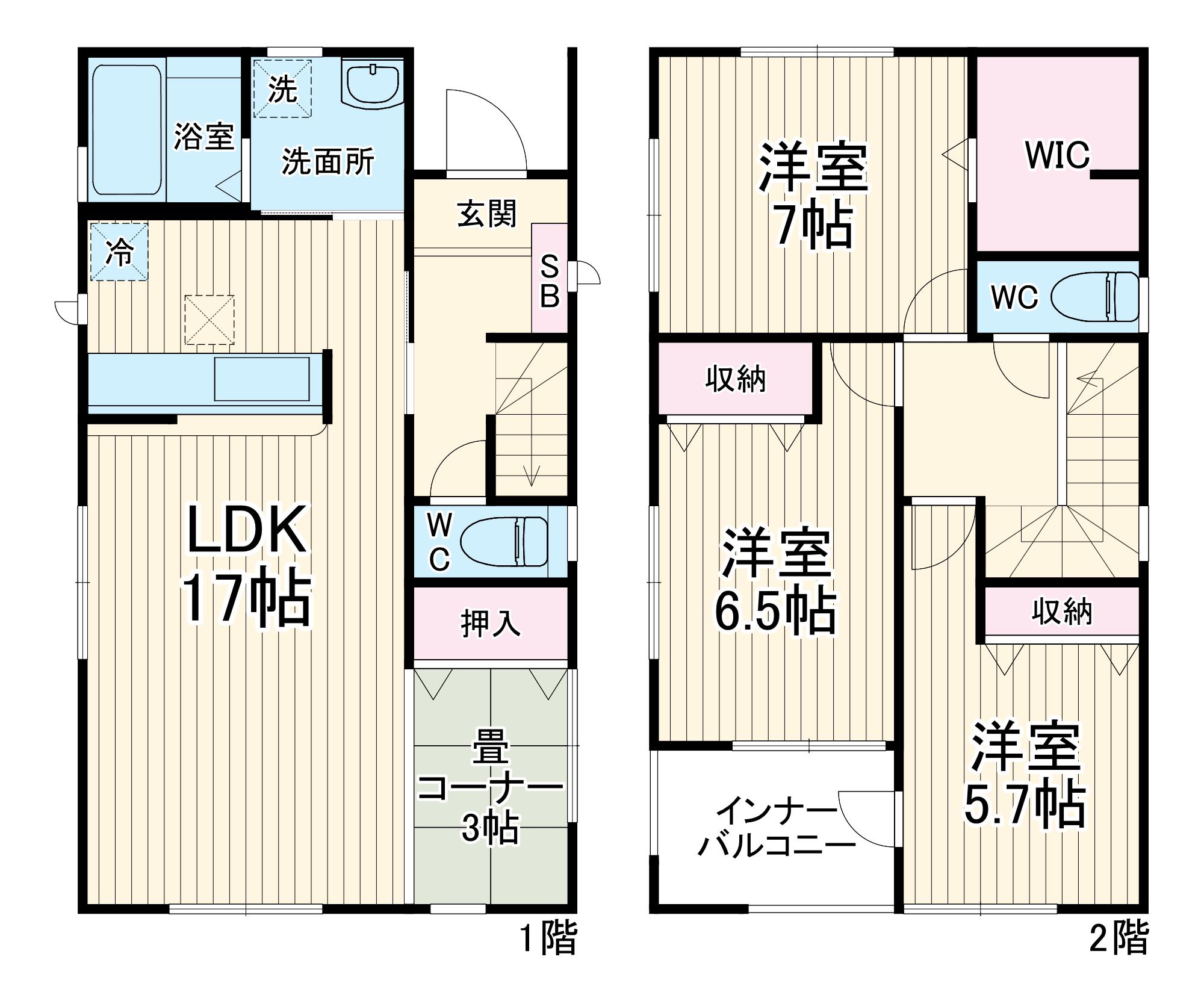 総武本線 四街道駅 徒歩23分 2階建 築4年(3LDK)の間取り写真