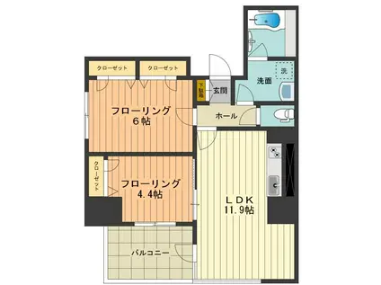 シャーメゾンステージ日野(2LDK/9階)の間取り写真