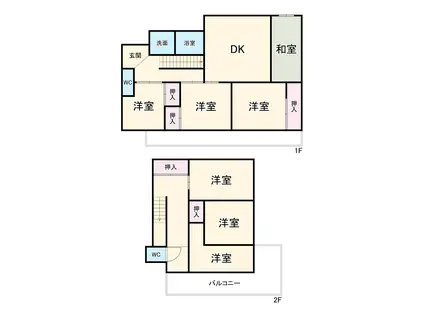 東海道本線 岐阜駅 バス乗車時間：40分 加野団地バス停で下車 徒歩4分 2階建 築58年(6LDK)の間取り写真
