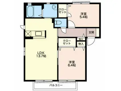 ベル・シャンテⅠ(2LDK/2階)の間取り写真