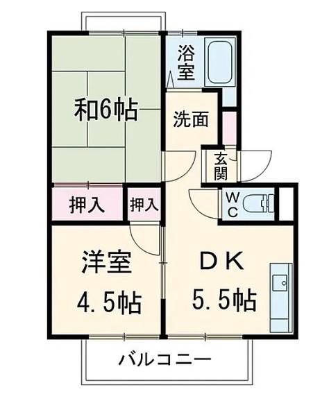 プラネットベル(2DK/1階)の間取り写真