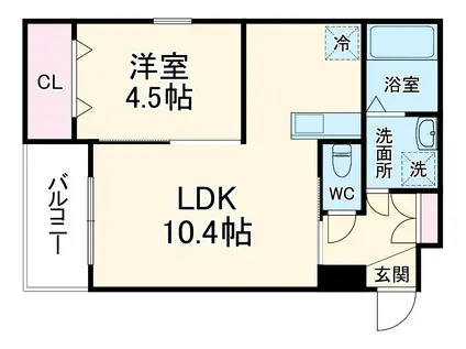 ジーメゾン妙興寺ルクシア(1LDK/3階)の間取り写真