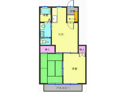 西沖ハイツⅡ(2DK/2階)の間取り写真