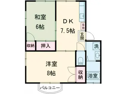 愛宕ハイツパート1(2DK/1階)の間取り写真