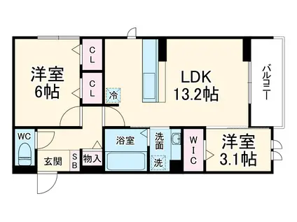 D-ROOM住吉 メゾン・ド・シャノワール(2LDK/2階)の間取り写真