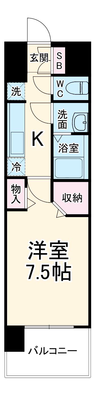 パルティール笠寺(1K/7階)の間取り写真