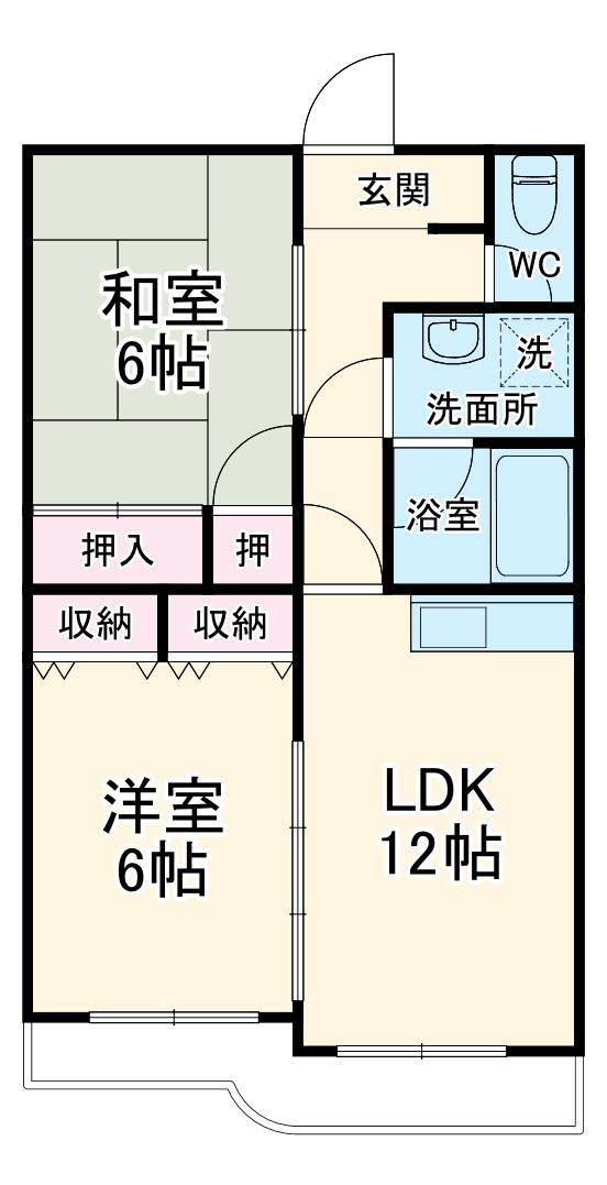 マンション大磯(2LDK/4階)の間取り写真